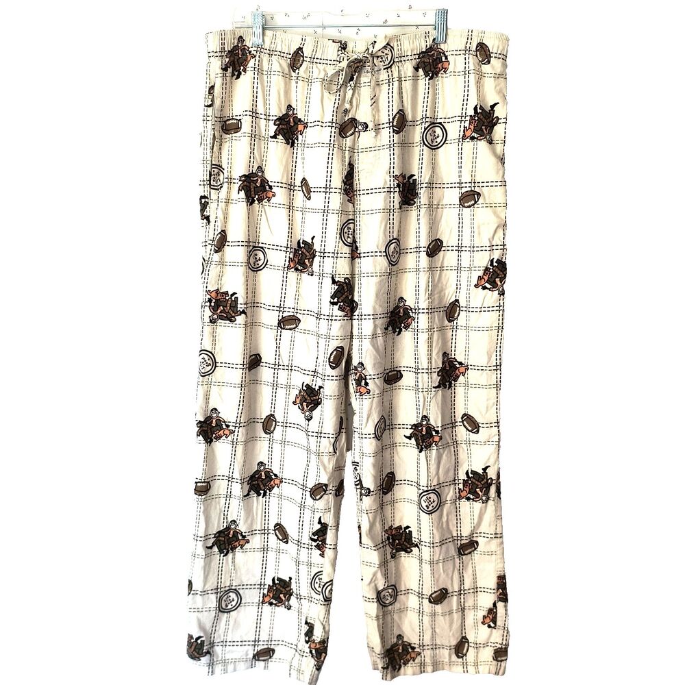 Life Is Good Pajama Pants Mens XL Football 100% Cotton Pockets Lounge Cozy PJs
